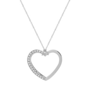 Collar de oro blanco y diamantes diseño corazón