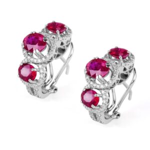 Pendientes de oro blanco con diamantes y rubíes