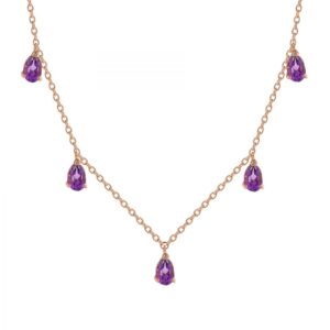 Collar de oro rosa y amatistas