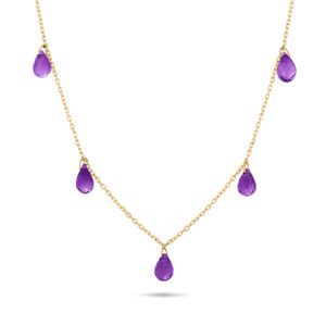 Collar de oro amarillo y amatistas