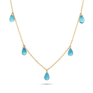 Collar de oro amarillo y topacios azules