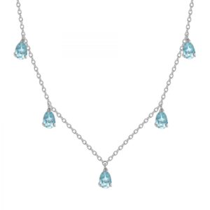 Collar de oro blanco y aguamarinas