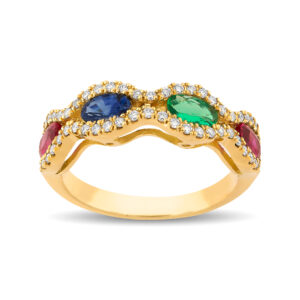 Anillo multicolor de oro amarillo