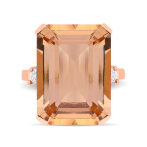 Anillo de oro rosa, morganita y diamantes