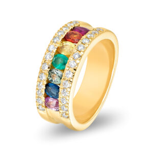 Anillo rainbow de oro amarillo