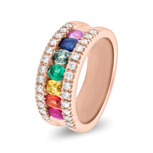 Anillo rainbow de oro rosa