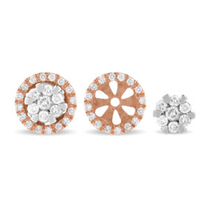Pendientes desmontables 2 en 1 de oro rosa y blanco con diamantes