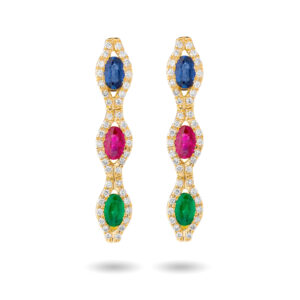 Pendientes de oro amarillo multicolor