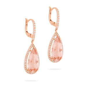 Pendientes de oro rosa, morganitas y diamantes