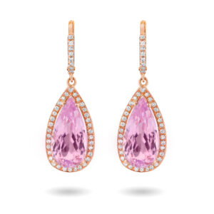 Pendientes de oro rosa, kuncitas y diamantes
