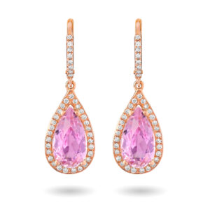 Pendientes de oro rosa, kuncitas y diamantes