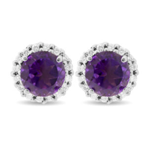 Pendientes de oro blanco con amatistas y diamantes