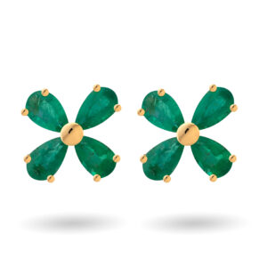 Pendientes de oro amarillo y esmeraldas