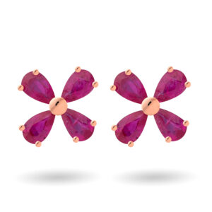 Pendientes de oro rosa y rubíes