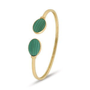 Brazalete de oro amarillo y malaquitas