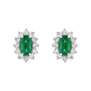 Pendientes de oro blanco, diamantes y esmeraldas