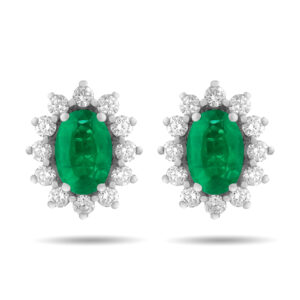 Pendientes de oro blanco, diamantes y esmeraldas