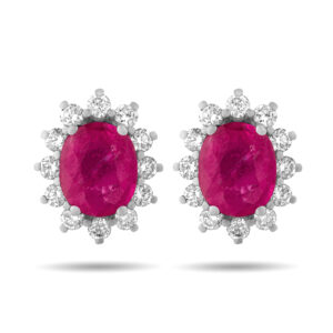 Pendientes de oro blanco, diamantes y rubíes