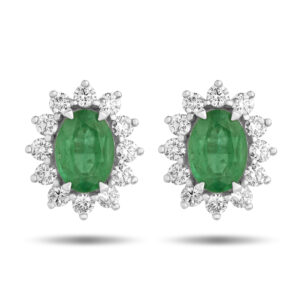 Pendientes de oro blanco, diamantes y esmeraldas