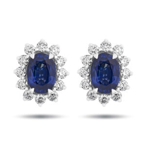 Pendientes de oro blanco, diamantes y zafiros