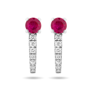 Pendientes de oro blanco, diamantes y rubíes