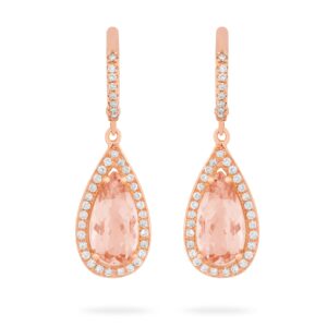 Pendientes de oro rosa, diamantes y morganitas