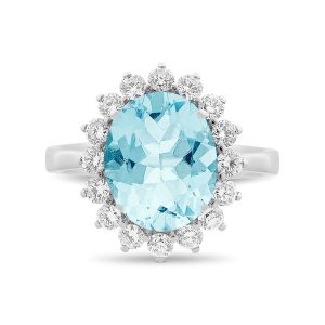 Anillo con piedra preciosa agua marina